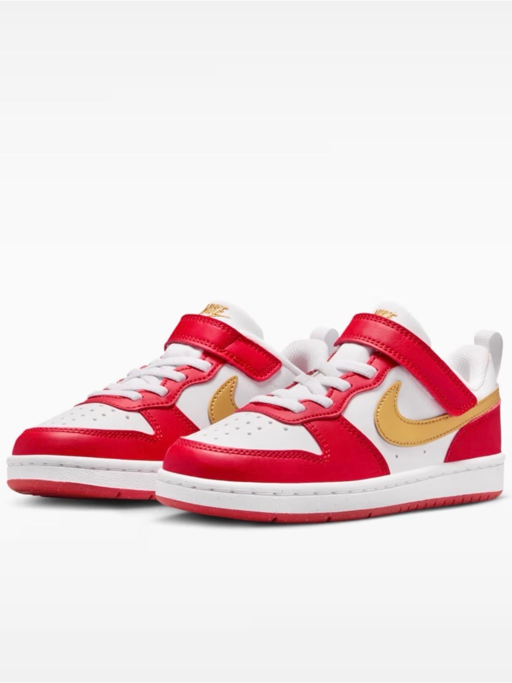 Nike Court Borough Low Recraft sneakers white, red, &metallic gold